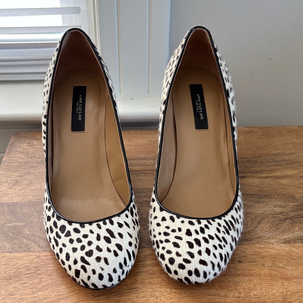 Ann Taylor Brown and White Spotted Heels